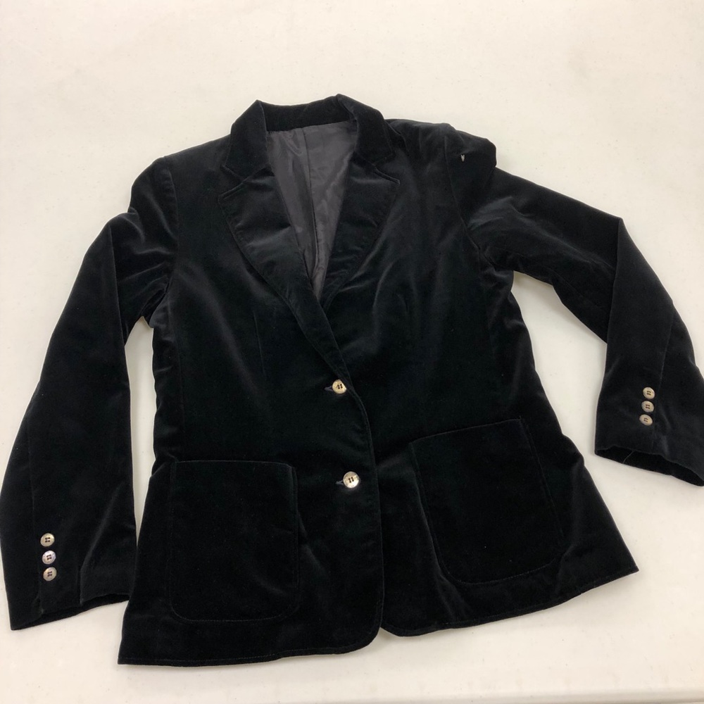 Black velvet dressy blazer coat jacket holiday 14
